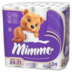 PAPEL HIGIÊNICO MIMMO FOLHA DUPLA NEUTRO 30M LEVE 24 PAGUE 21
