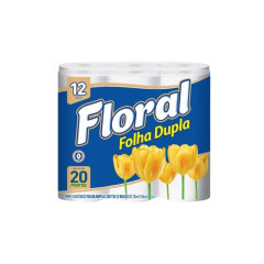 PAPEL HIGIÊNICO FLORAL FOLHA DUPLA NEUTRO 20M 12 ROLOS