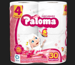 PAPEL HIGIÊNICO PALOMA PERFUMADO FOLHA SIMPLES 30M 4 ROLOS