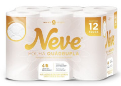 PAPEL HIGIÊNICO NEVE NEUTRO FOLHA QUADRUPLA 20M 12 ROLOS
