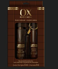 KIT ÓLEO CAPILAR 15M  E GLOSS LÍQUIDO LABIAL 4ML OX CHOCOLATE MARI MARIA GLOW DUO