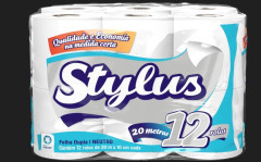 PAPEL HIGIÊNICO STYLUS NEUTRO FOLHA DUPLA 20M 12UN