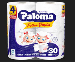 PAPEL HIGIÊNICO PALOMA NEUTRO FOLHA DUPLA 30M 4UN
